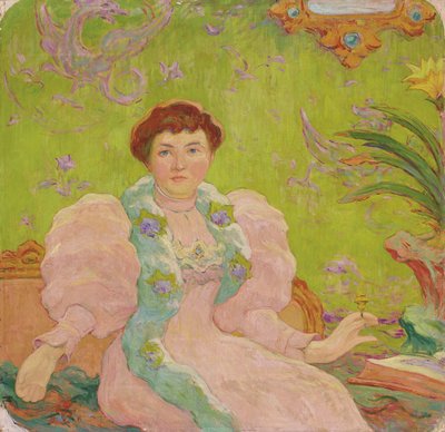 Joven Mujer con Vestido Rosa de Claude Emile Schuffenecker