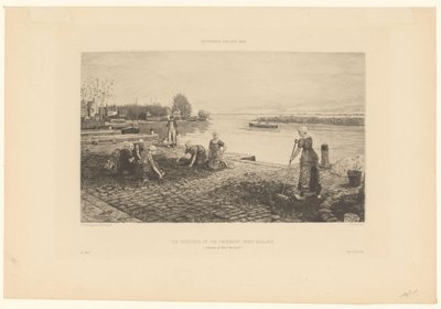 Mujeres desbrozando un muelle en el norte de Holanda
Los escardadores del pavimento, Nord Holland (título en el objeto) de Claude Faivre
