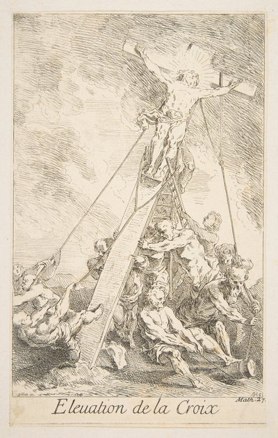 Elevación de la Cruz de Claude Gillot, Jacques Gabriel Huquier