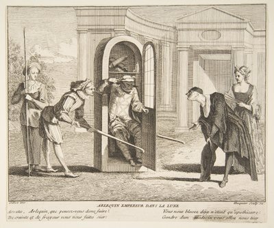 Arlequín, Emperador en la Luna de Claude Gillot, Jacques Gabriel Huquier