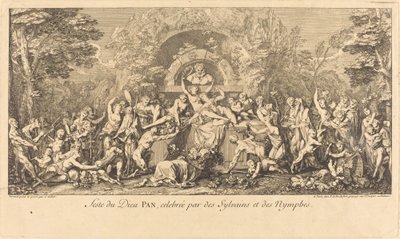 Fiesta del dios Pan celebrada por silvanos y ninfas de Claude Gillot