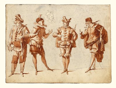 Cuatro figuras vestidas de teatro de Claude Gillot