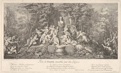 El festival de Diana, interrumpido por sátiros, ca. 1786 de Claude Gillot