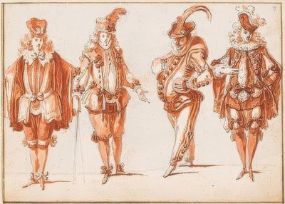 Cuatro figuras de disfraces de Claude Gillot