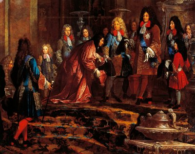 Luis XIV recibiendo la sumisión del Dogo de Génova en mayo de 1685, pintura de Claude-Guy Halle de Claude Guy Halle