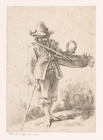 Vendedor de panadería joven en un paisaje de Claude Henri Watelet