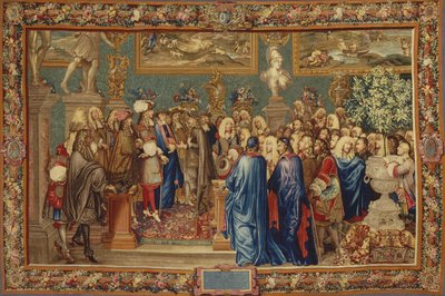 Una audiencia concedida por Luis XIV al Conde de Fuentes en el Louvre, 24 de marzo de 1662, ca. 1730 de Claude I, Ballin