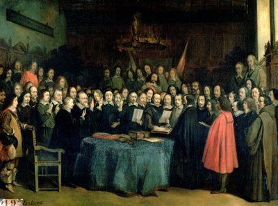 El juramento de ratificación del Tratado de Münster, 15 de mayo de 1648, c.1837 de Claude Jacquand