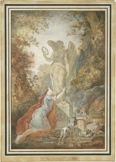 Un Artista Adorando una Estatua de la Virtud de Claude Jean Baptiste Hoin