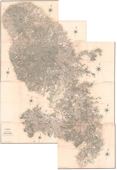 Mapa de la isla de Martinica, copiado de un original realizado en el año 1763. Copia realizada en 1797 por C.J. Sauthier a la edad de 60 años. de Claude Joseph Sauthier