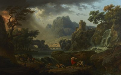 Un Paisaje Montañoso con una Tormenta Aproximándose de Claude Joseph Vernet
