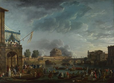 Un concurso deportivo en el Tíber en Roma, 1750 de Claude Joseph Vernet