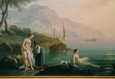 Bañistas en la orilla del mar ... (pintura sobre lienzo) de Claude Joseph Vernet