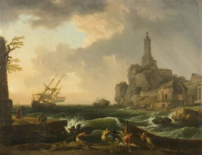 Faro de Génova y el Templo de Minerva Medica de Claude Joseph Vernet