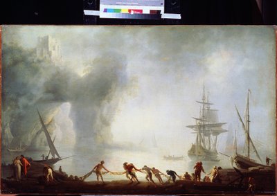 Amanecer sobre Capri, niebla. Pintura de Claude Joseph Vernet (1714-1789). Óleo sobre lienzo, 92 x 150 cm, hacia 1745. Escuela francesa del siglo XVIII. Museo Pushkin de Bellas Artes, Moscú. de Claude Joseph Vernet