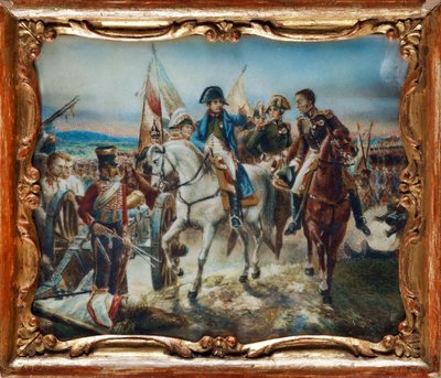 Napoleón en la batalla de Friedland (1807) - Vernet, Claude Joseph (1714-1789) - Acuarela, Gouache sobre cuerno - 8x9,5 - Colección Privada de Claude Joseph Vernet