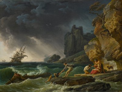 Mar tormentoso con naufragio de Claude Joseph Vernet
