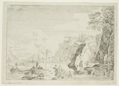 La playa con la gran torre de Claude Joseph Vernet