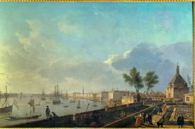El puerto de Burdeos con las murallas. Pintura de Joseph Vernet (1714-1789) siglo XVIII. París. Museo Marítimo de Claude Joseph Vernet