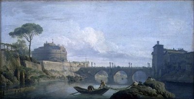 Vista del Puente y Castillo de San Ángelo, Roma, c.1748 de Claude Joseph Vernet
