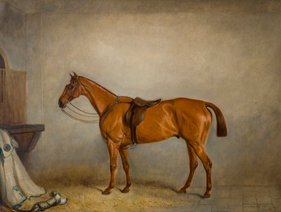 El planeta de los caballos en un establo, c.1866 (óleo sobre lienzo) de Claude L. Ferneley