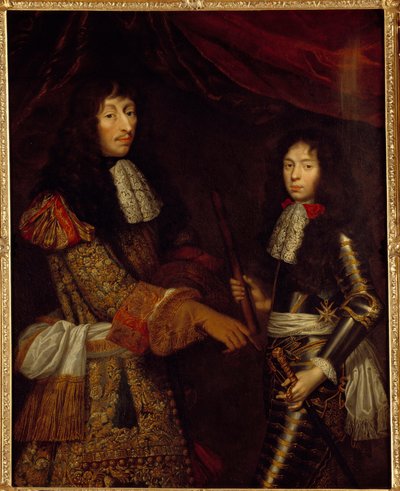 Retrato de Luis II Príncipe de Borbón (Borbón-Condé) (1621-1686) conocido como el Gran Condé y su hijo Enrique Julio Duque de Enghien (1643 - 1709) de Claude Lefebvre