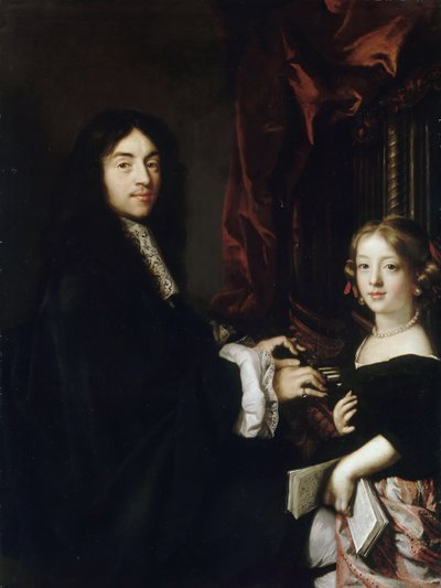 Retrato del organista Charles Couperin 1638-1678 con la hija de Claude Lefebvre