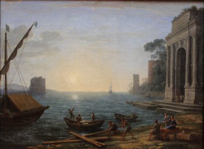 Un puerto marítimo al amanecer de Claude Lorrain
