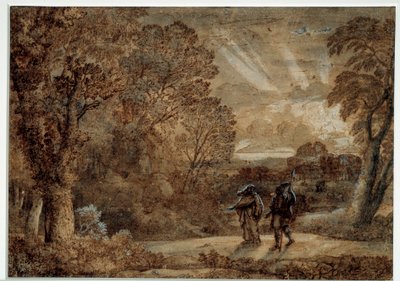 Eneas y la sibila de Cumas. Dibujo de Claude Gellée, llamado Le Lorrain de Claude Lorrain