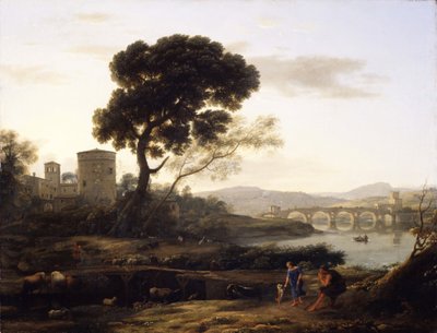 Paisaje cerca de Roma con vista del Ponte Molle, 1645 de Claude Lorrain