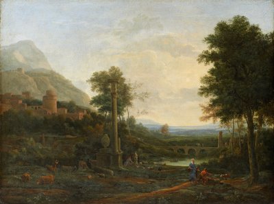 Paisaje con columna y figuras de Claude Lorrain
