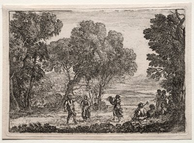Paisaje con una Danza Campestre (Placa Pequeña) de Claude Lorrain
