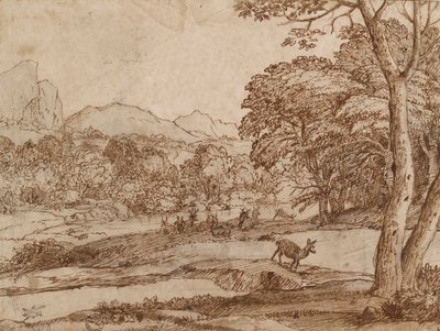 Paisaje con una manada de ciervos de Claude Lorrain