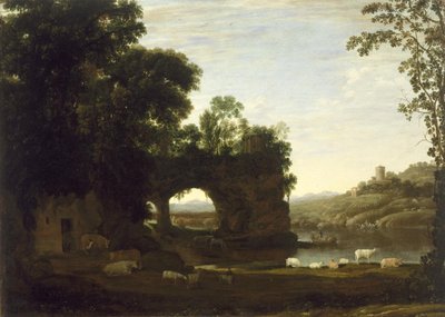 Paisaje con un arco de roca y río de Claude Lorrain