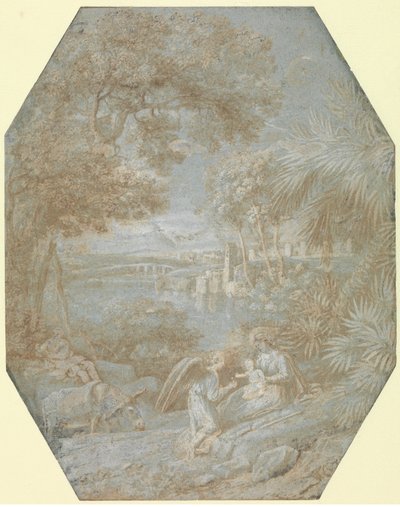 Paisaje con el descanso en la huida a Egipto, 1645 de Claude Lorrain