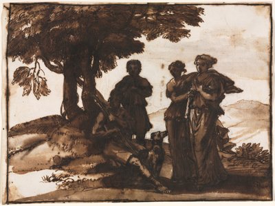 Escena pastoral con figuras clásicas, c. 1640-1645 de Claude Lorrain