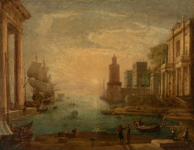 Puerto marítimo con Ulises restituyendo a Criseida a su padre Criseis de Claude Lorrain
