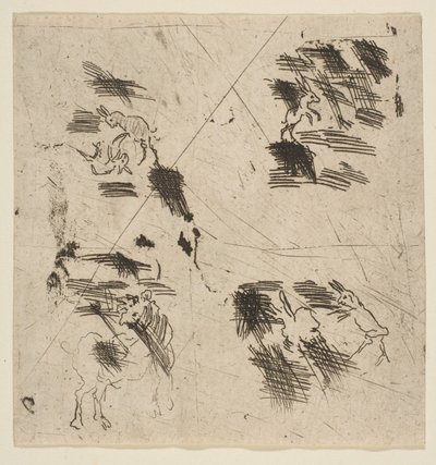 Estudio con bandidos, sección superior, ca. 1633 de Claude Lorrain
