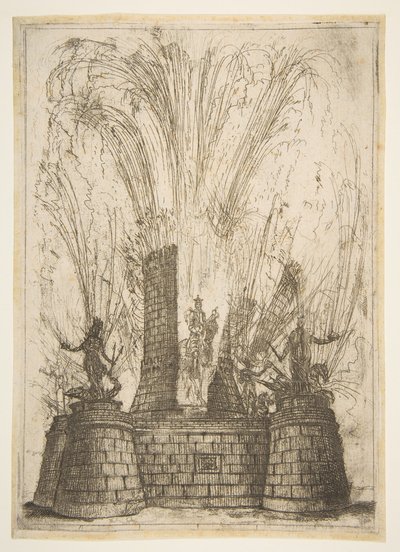 La torre redonda rota para revelar la estatua del rey de los romanos de Claude Lorrain