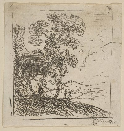 Los dos paisajes, árbol derecho, ca. 1630 de Claude Lorrain