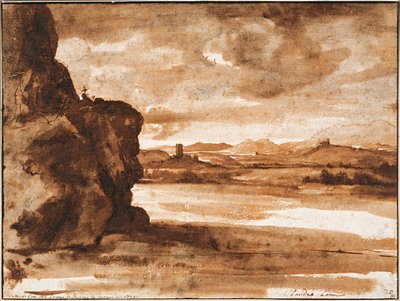 Paisaje del Tíber al Norte de Roma con Cielo Nublado Oscuro, entre 1630 y 1640 de Claude Lorrain