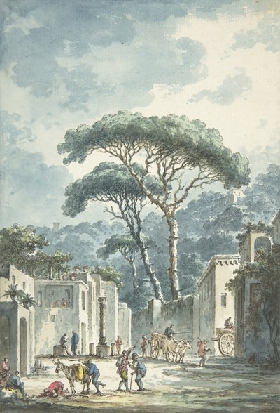 Camino que Conduce a la Gruta de Posillipo, siglo XVIII de Claude Louis Chatelet