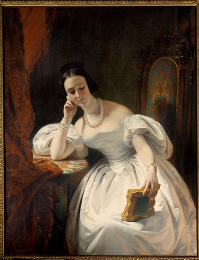 Joven en el espejo de Claude Marie Dubufe