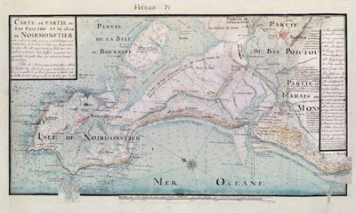 Mapa de parte de Bas-Poitou y la Isla de Noirmoutier, 1703 de Claude Masse