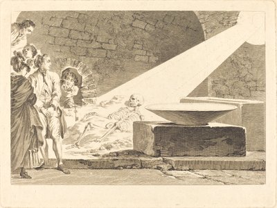Fragonard y Bergeret con sus esposas visitando una tumba en Pompeya de Claude Mathieu Fessard after Jean Honoré Fragonard