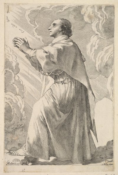 Un joven santo en oración de Claude Mellan