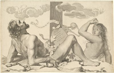 Adán y Eva al Pie de la Cruz de Claude Mellan