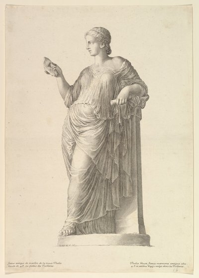 Estatua antigua de la Musa Talía, 1669 de Claude Mellan
