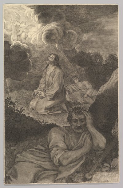 Cristo en el jardín de los olivos, siglo XVII de Claude Mellan