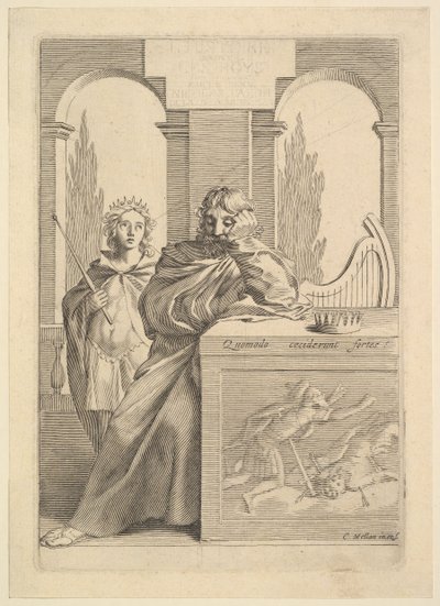 David: Página de título para Talon, La Historia Sagrada, III, 1645 de Claude Mellan